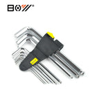 BOY 6205 9Pcs 1 Set Hex Key Wrench 1.5/2/2.5/3/4/5/6/8/10mm Hand Tool Ball Point End Silver Tone