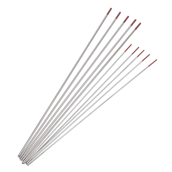 10Pcs WT20 1.0x150mm 1.6x175mm TIG Welding Tungsten Electrodes Red Tip Rods Set