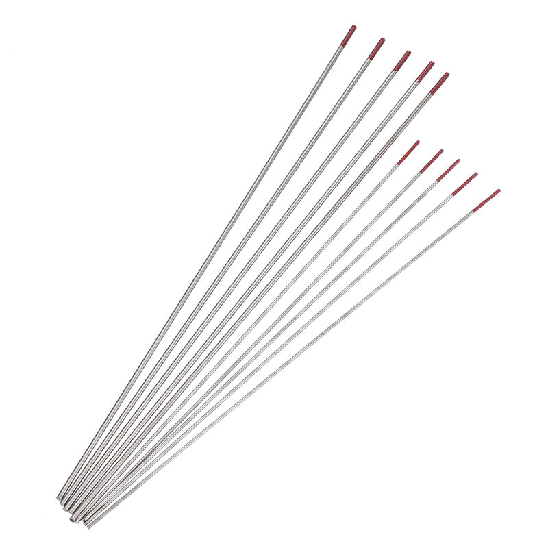 10Pcs WT20 1.0x150mm 1.6x175mm TIG Welding Tungsten Electrodes Red Tip Rods Set