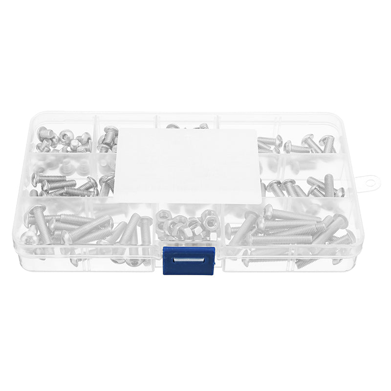 Suleve M5SH2 150Pcs M5 Stainless Steel 6-30mm Hex Socket Button Head Screw Allen Bolt Assortment Kit