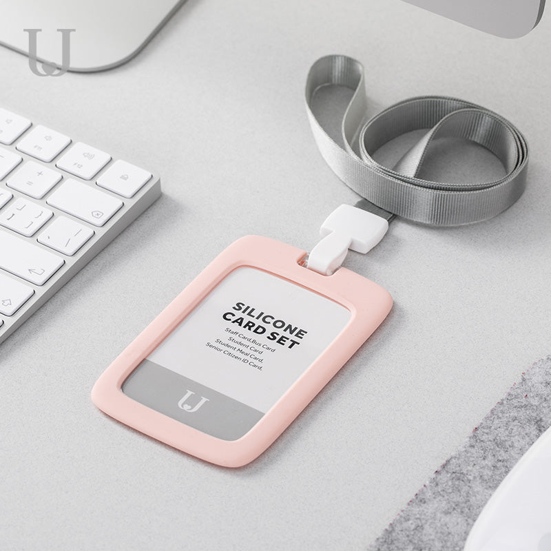 Jordan&Judy JJ-YD0010 1PC Silicone Work Card Holder with Lanyard Employee Name ID Card Cover Work Certificate Identity Badge Holder