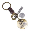 Retro Twelve constellation Woven Keychain Soft Leather Cord Keychain For Men