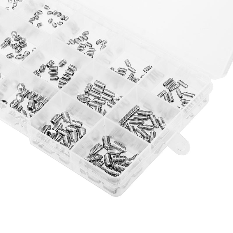 Suleve MXSH6 M3/M4/M5 300Pcs Allen Hex Socket Set Grub Screw Cone Point 3-10mm Assortment Kit