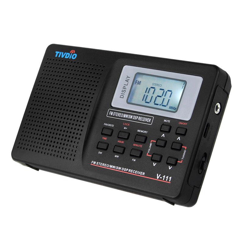 TIVDIO V-111 MW / FM /SW Stereo Radio 9KHz World Band Digital Tuning Radio LCD Display Outdoor Radio