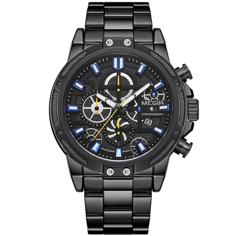 MEGIR 2108 Luxury Big Dial Chronograph Business Style Stainless Steel Men Watch Quartz Watch