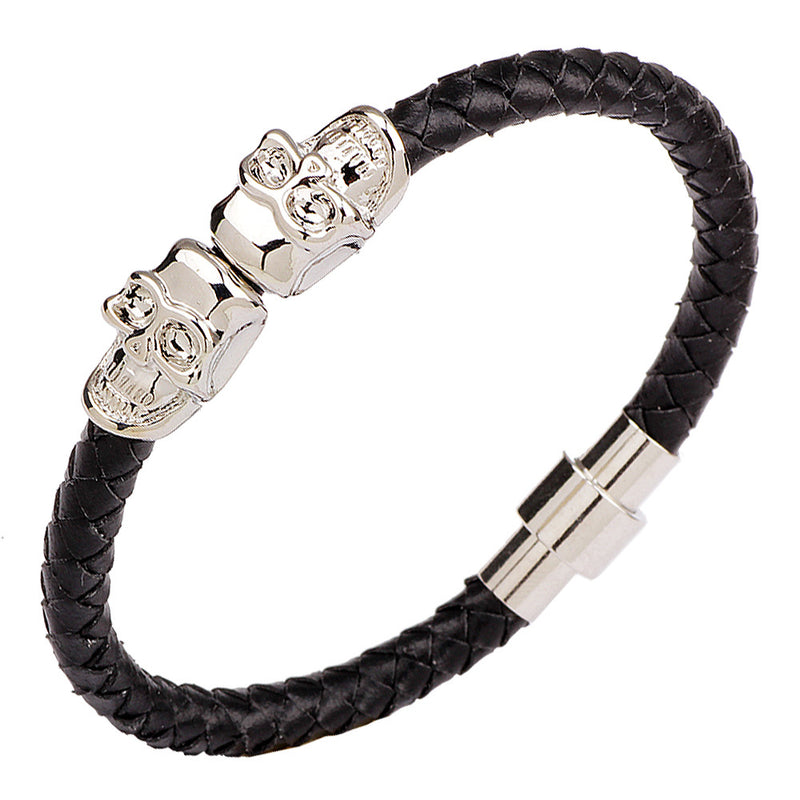 Domineering Woven Magnetic Buckle Men's Leather Bracelet