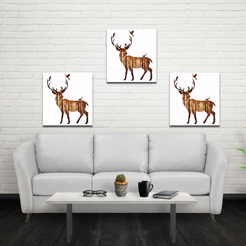 Miico Hand Painted Oil Paintings Simple Style-B Side Face Deer Wall Art For Home Decoration Painting