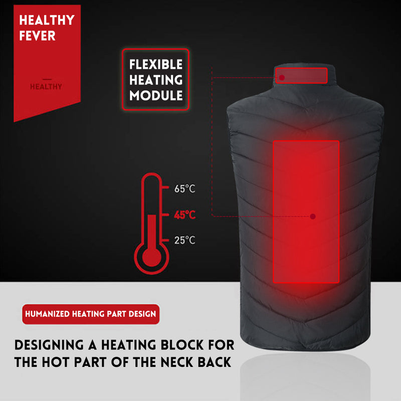 5V USB Electric Vest Heated Jacket Thermal Warm Neck + Back Pad Winter Body Warmer Cloth