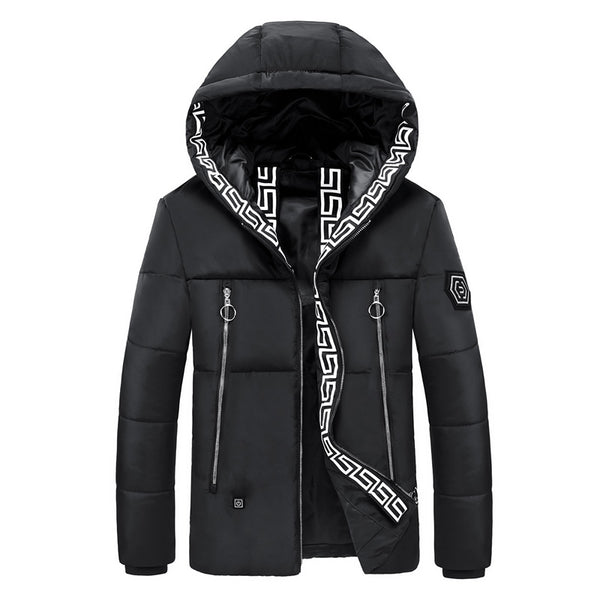 Electric Heating USB Back Intelligent Winter Hooded Heated Coats Jacket Temperature Control