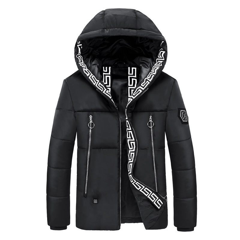 Electric Heating USB Back Intelligent Winter Hooded Heated Coats Jacket Temperature Control