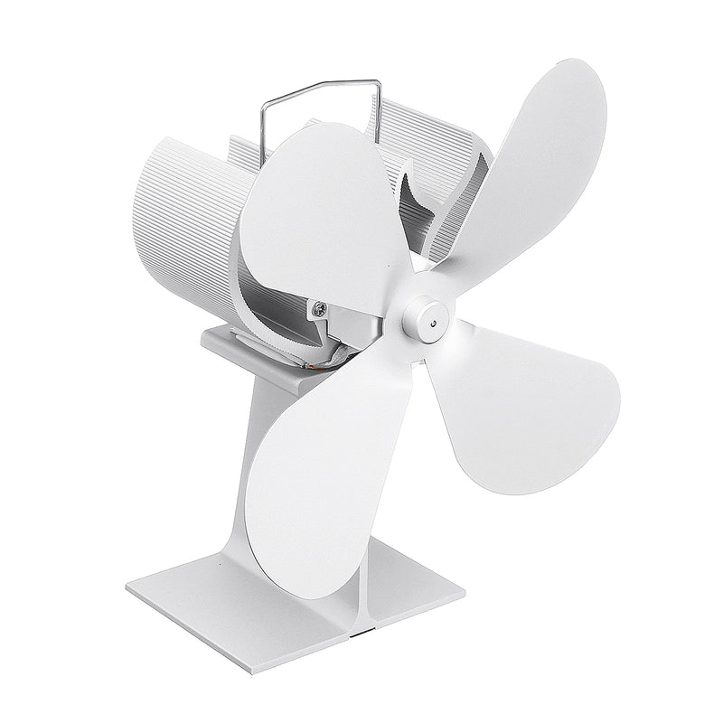 4 Blade Heat Powered Wood Stove Fan White For Wood Burner Fireplace Eco Fan