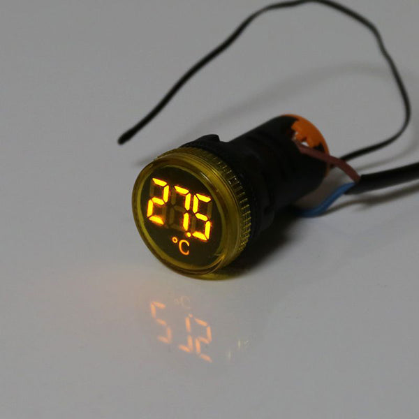 3pcs 22mm AC 50-380V Thermometer Indicator Yellow Light LED Digital Display Temperature Measuring Induction Ranging -20-199