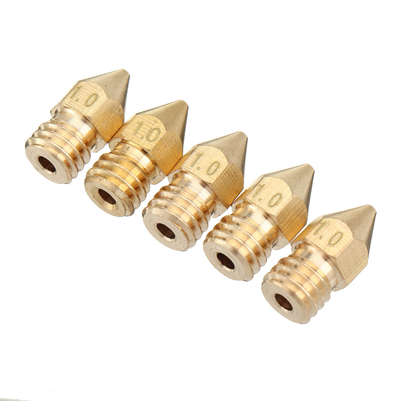5PCS 1.75mm/1.0mm Copper MK8 Thread Extruder Nozzle For 3D Printer