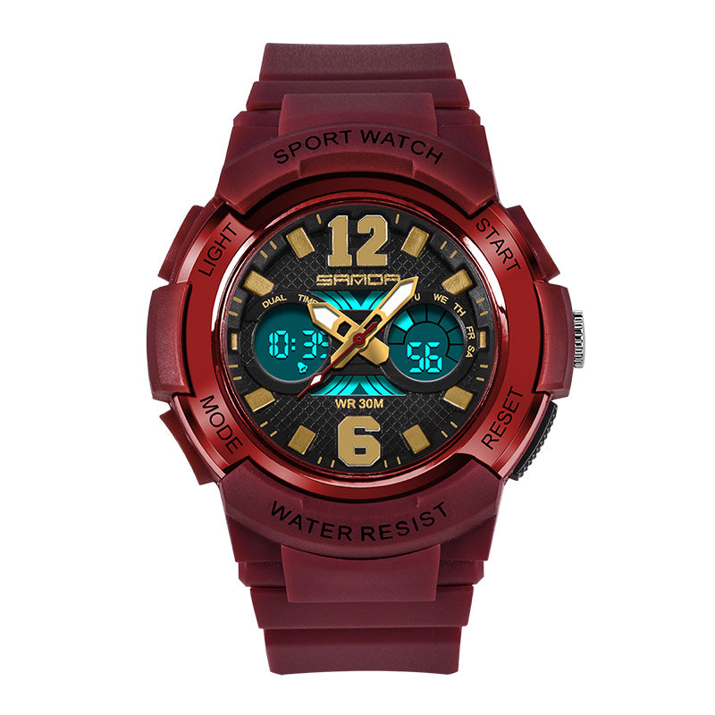 SANDA 757 Calendar Luminous Display Fashion Design Children Watch Dual Display Digital Watch for Kids