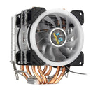 Aurora Colorful Backlit 3 Pin 2 Fans 4 Copper Tube Dual Tower CPU Cooling Fan Cooler Heatsink for Intel AMD