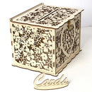DIY Wedding Gift Card Box Wooden Money Box with Lock Beautiful Decor Supplies for Birthday Party
