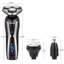 RIWA RA-5505 3 in 1 LCD Display Washable Electric Shaver 3D Rotary Floating Blade Nose Ear Trimmer for Men Hair Grooming Multifunction Kit