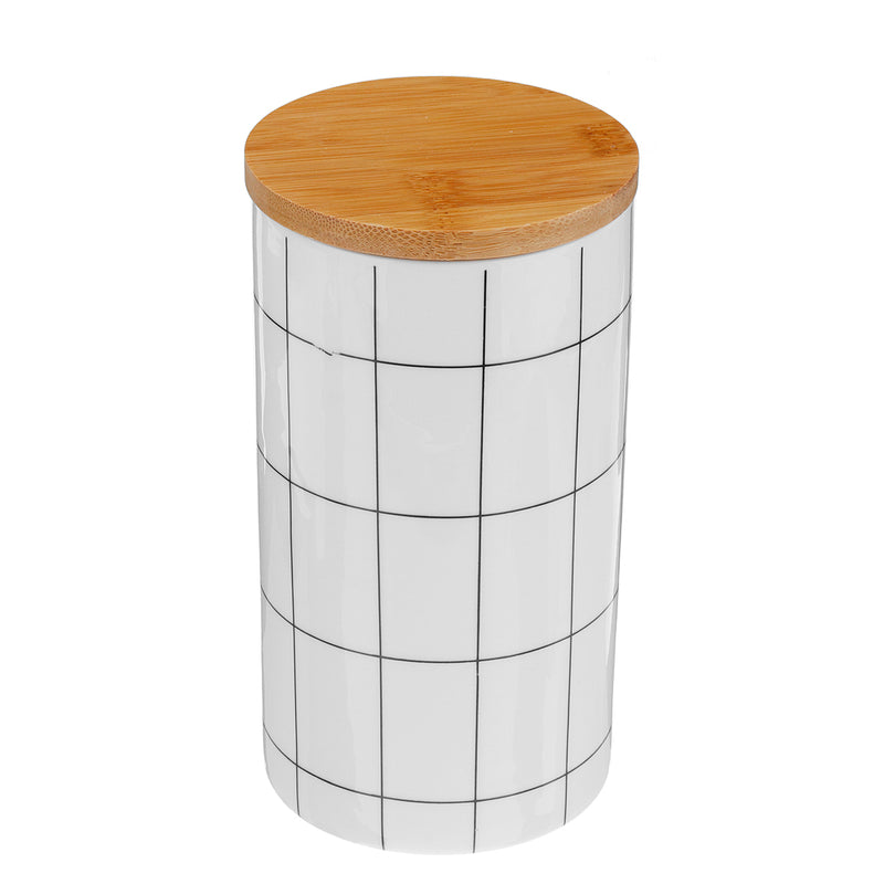 Ceramic Storage Jars Wooden Lids Tea Sugar Coffee Canisters Kitchen Container