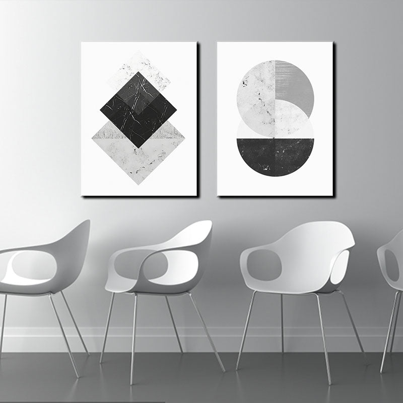 Miico Hand Painted Combination Decorative Paintings Geometric Patterns Wall Art For Home Decoration