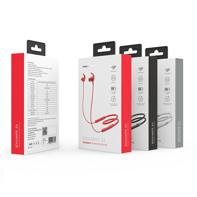 Nillkin E4 bluetooth 5.0 Neckband Earphone Flexible Sports Wireless Earbuds Magnetic Bass Headphone with Mic