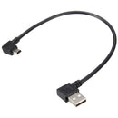 Universal Black USB 2.0 Male A to Mini USB 2.0 Male B 90 Degree Charging Cable Adapter Cord