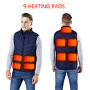 9 HeatingPads Blue USB Men Women Electric Heated Vest Jacket Coat Washable Warm