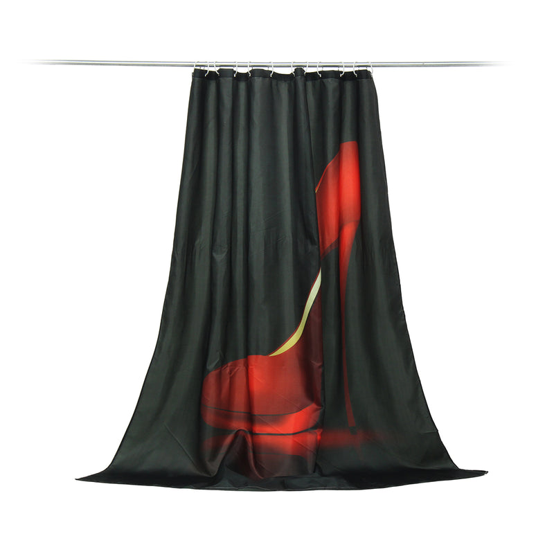 High Red Heels Black Waterproof Bathroom Shower Curtain Liner Polyester Fabric Bathroom Curtain & 12 Hooks