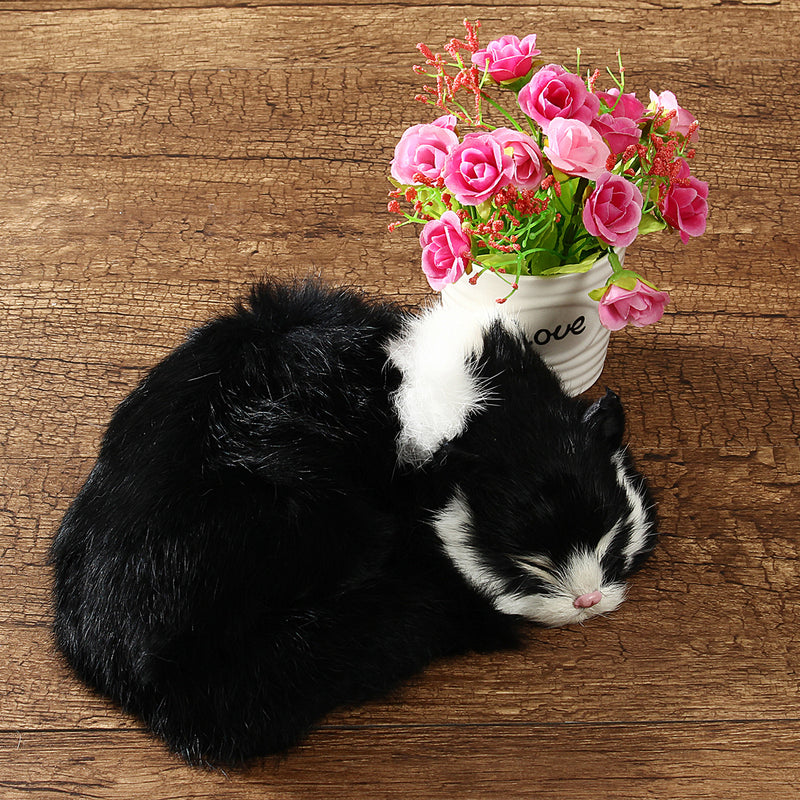 Realistic Sleeping Cat Lifelike Plush Fake Kitten Fur Furry Animal Figurine Toys Home Decorations