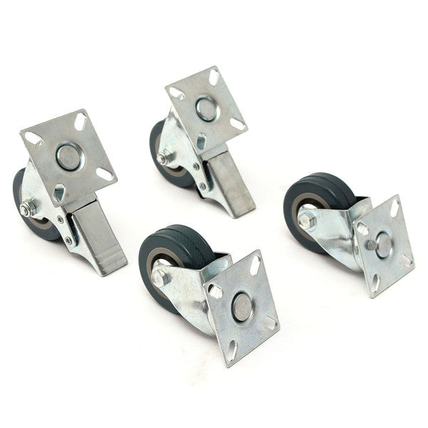 4pcs 50mm Heavy Duty Rubber Swivel Castor Wheels Trolley Caster Brake