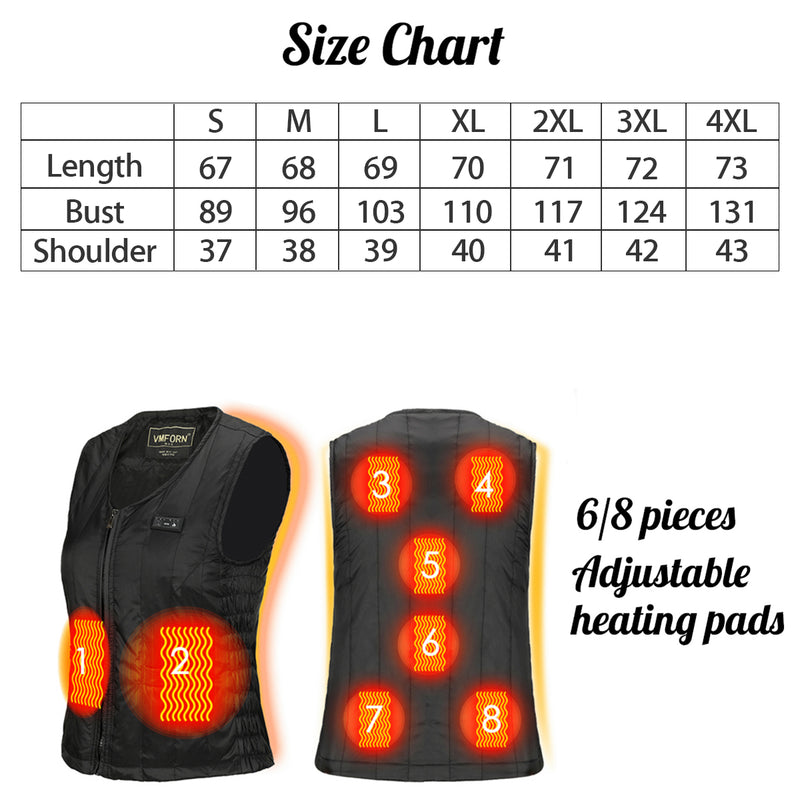 Dual ButtonElectric USB Down Vest Jacket Heated Jacket Adjust 8 heating Pads Hotplates Washable Winter Warm 3 Adjustment Temp