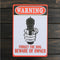Warning Sheet Metal Drawing Metal Painting Tin Shop Pub Wall Tavern Poster Sign