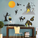 Miico FX6312 2Pcs Halloween Sticker Wall Sticker for Living Room Show Window Decoration- Witch