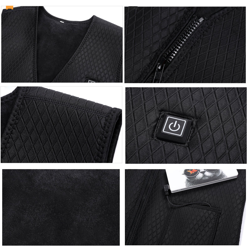 Electric Vest Heated Cloth Jacket USB Thermal Warm Heated Winter Body Warmer Ski