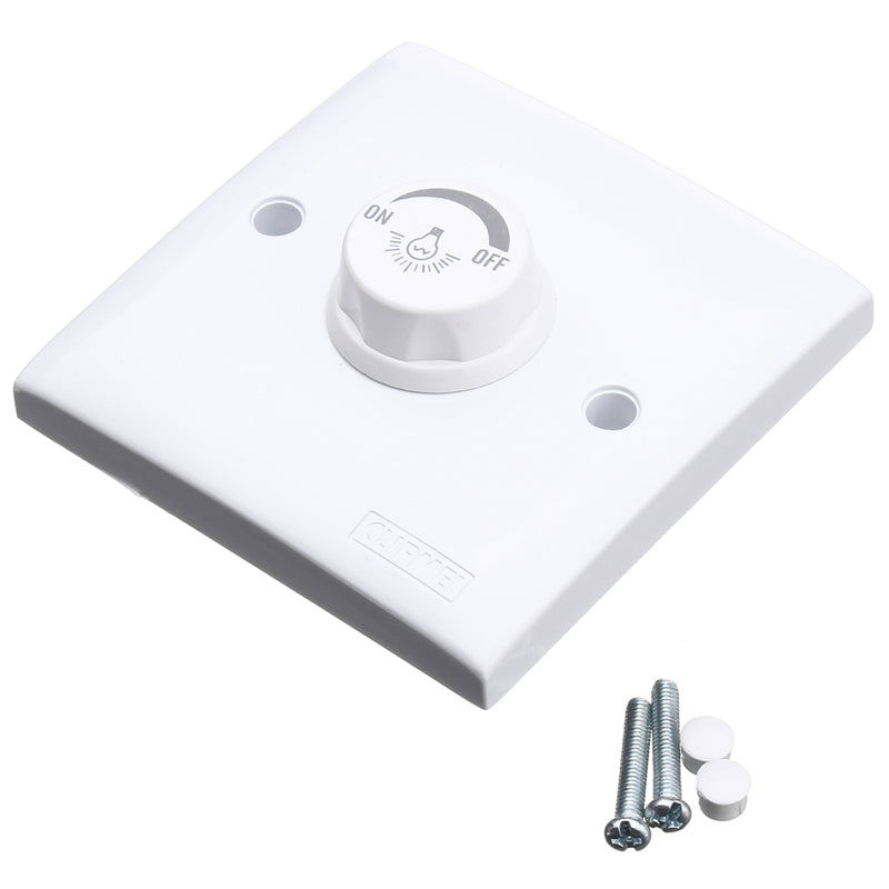 220V LED Dimmer Single Light Rotary Switch for Dimmable Lighting White