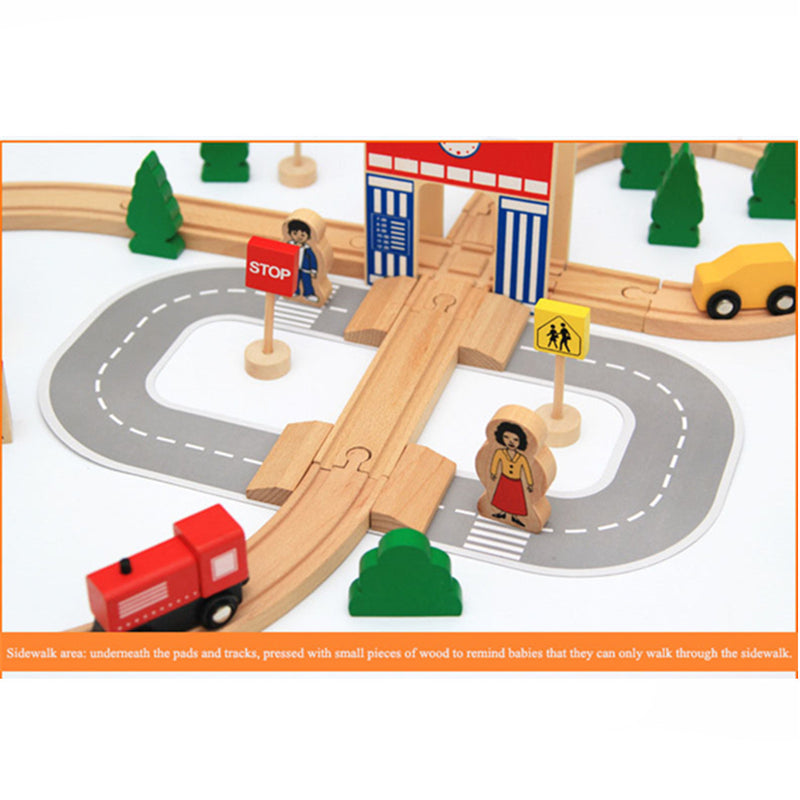 50PCS/Set DIY Educational Wooden Railway Train Track Slot Xmas Kids Jigsaw Puzzle Toy