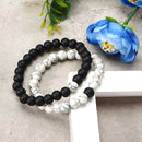 2 Pcs White Turquoise Handmade Energy Beaded Bracelet Couple Chain for Men Women