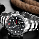 NAVIFORCE NF9093 Fashion Men Dual Display Watch Multifunction Stainless Steel Quartz Watch