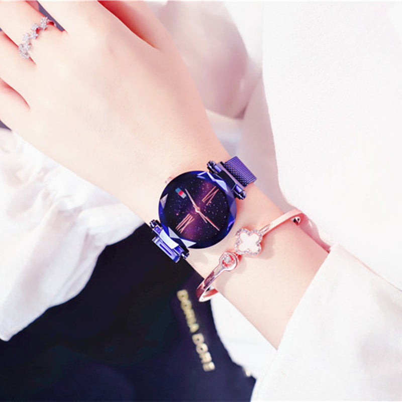 Deffrun Magnetic Attraction Clasp Women Wrist Watch Shining Dial Face Casual Style Quartz Watch