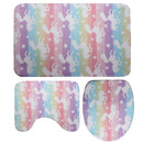 3Pcs /Set Washable Anti-Slip Bathroom Mats Set Shower Floor Toilet Rug Carpet Unicorn