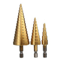 Drillpro 3pcs 4-12/20/32mm HSS Titanium Step Cone Drill Bit Hex Shank Hole Cutter