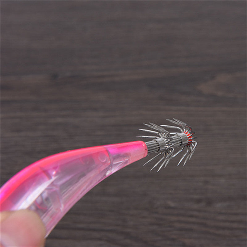 LEO 1pc 10/11/13cm LED Wooden Shrimp Fishing Lure Luminous Squid Jig Hard Bait Fishing Tackle