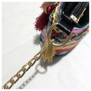 Women Ring Handle Straw Bucket Barrel Bag Beach Pouch Rattan Messenger Handbag Tote Outdoor Travel