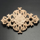 Wood Carving Applique Unpainted Onlay Flower Pattern Door Furniture Cabinet Decal Decor
