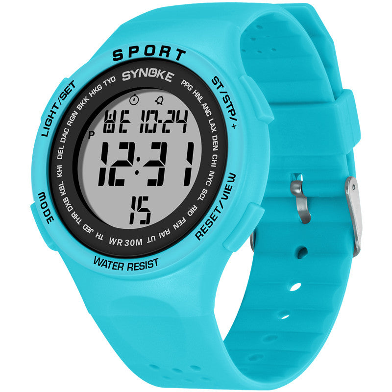 SYNOKE 9616 EL Display Silicone Strap Sport Watch 3ATM Waterproof Alarm Student Digital Watch