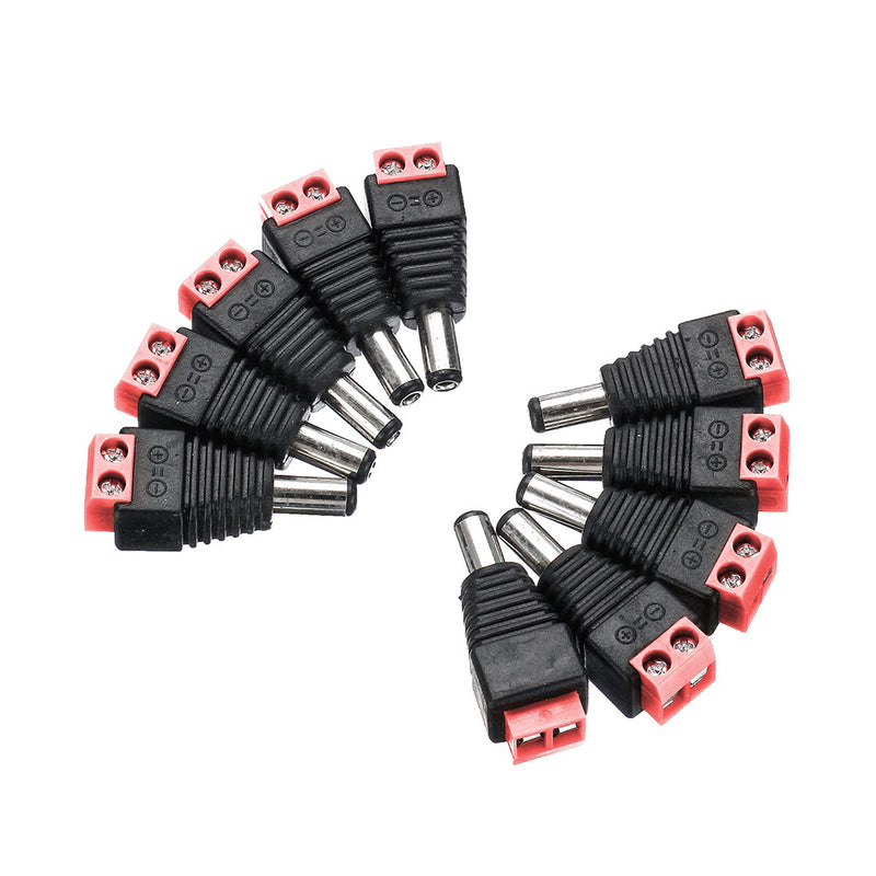 10Pcs CCTV Cameras 2.1mm x 5.5mm Male DC Power Plug Adapter Jack Adapter Connector Plug Socket CCTV Security Camera Surveillance LED