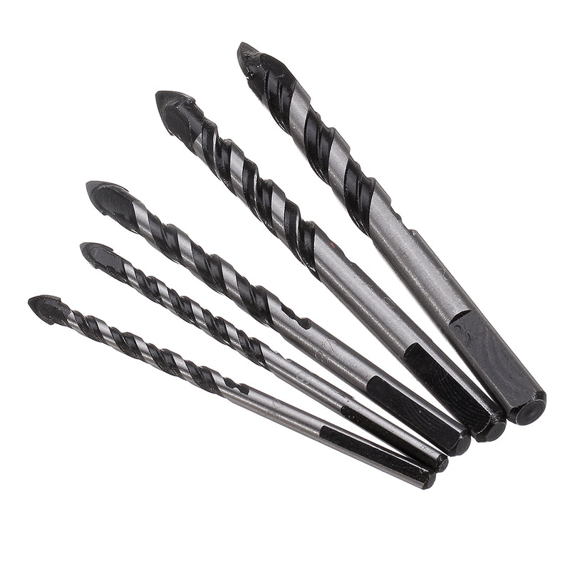 5pcs 6-12mm Black Triangle Twist Drill Bit Concrete Glass Ceramic Tile Marble Drill Bit