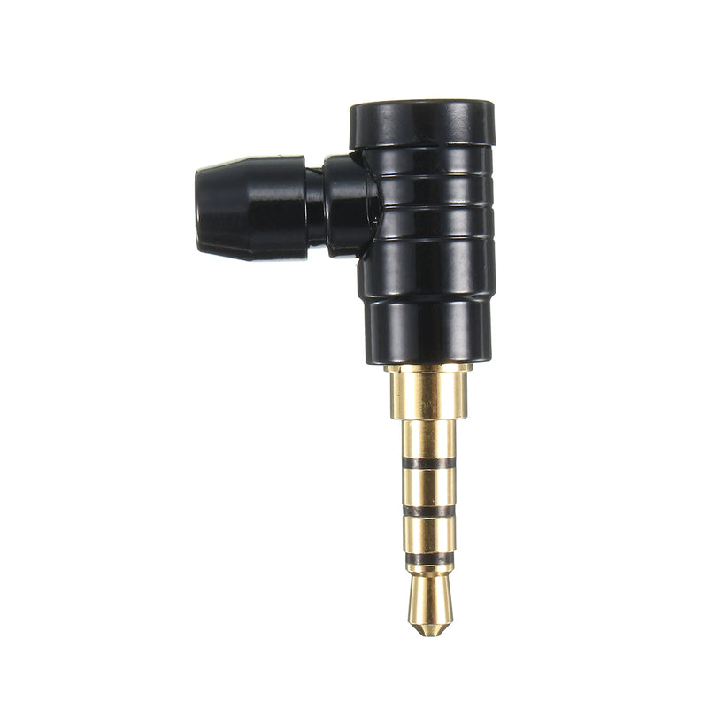 3.5mm Stereo 90 Degree Male Jack Audio Adapter Plug For 4 Pole Headphone Blk/Sil B1