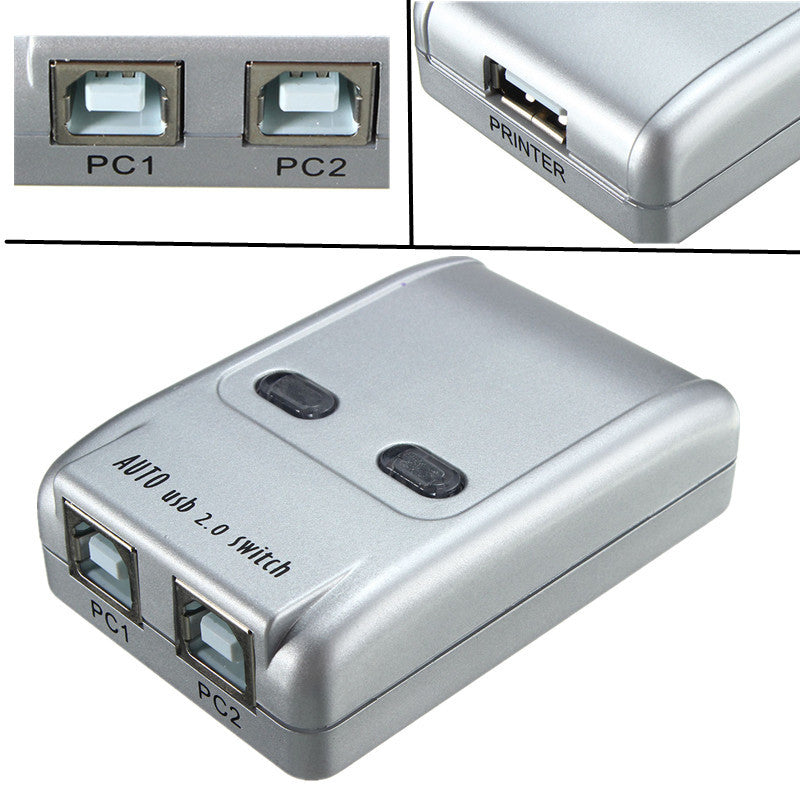2 Port Usb 2.0 Auto Printer Sharing Switch HUB Selector Switcher for Printer Scanner HM