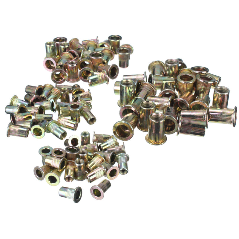 100Pcs M4/5/6/8 Mixed Threaded Carbon Steel Rivet Nut Rivnut Inserts Nuts