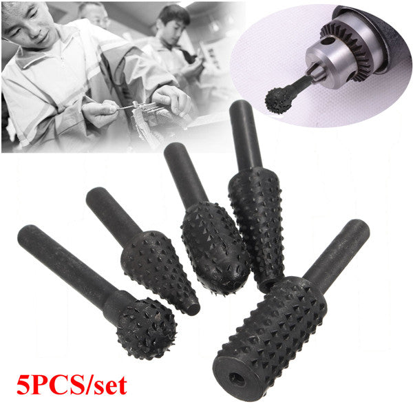 5pcs 1/4 Inch Shank HSS Rotary Burr Set Woodworking Tool